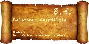 Balatonyi Aszpázia névjegykártya